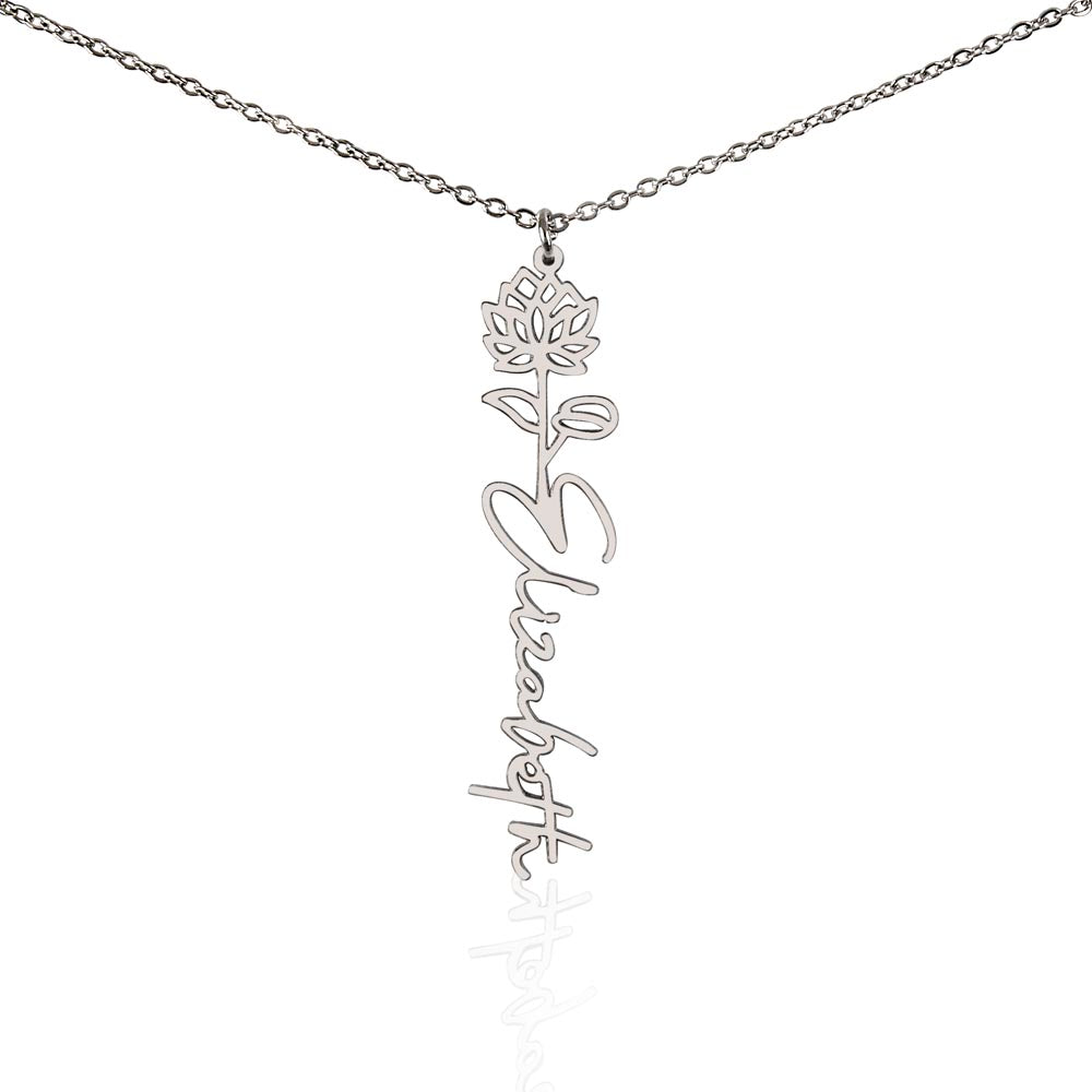 Customizable Name Necklace with Birthday Flower